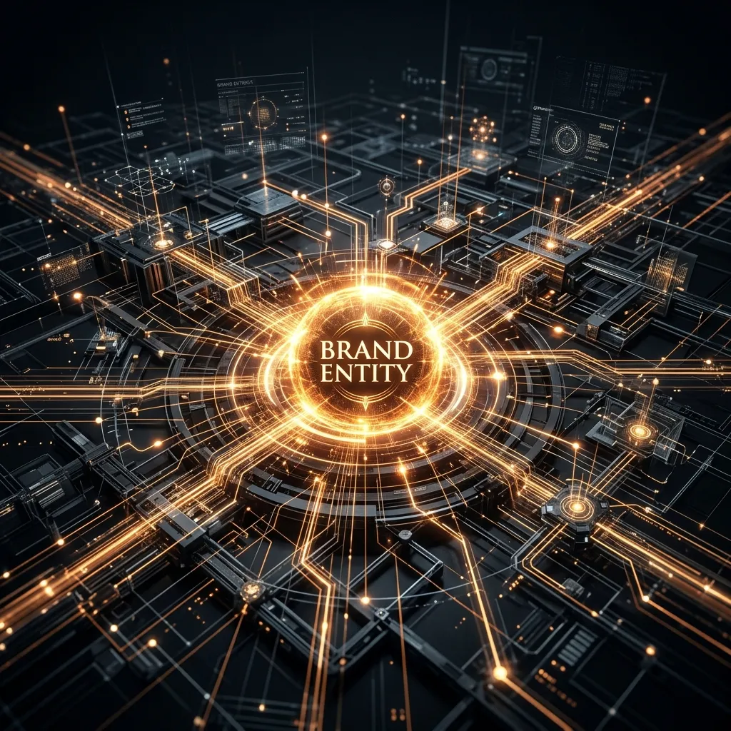 High-tech digital network showing brand entity syndication
